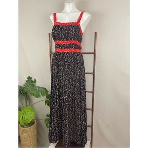 Catch Stitch Polka Dot & Floral Print Maxi Dress (Sz L)